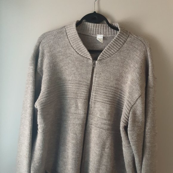 Vintage Men's Tan Brown Grandpa Wool Blend Zippered Sweater Cardigan | Large - Picture 13 of 15